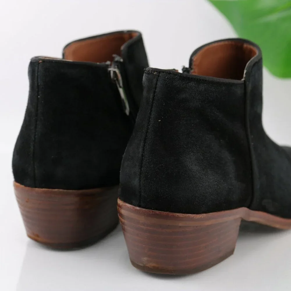 Sam Edelman Womens Petty Boot Size 9.5 Black Suede‎ Bootie Block Heel Boho Comfy